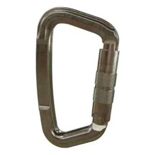 Mosquetão aço "D" Assimetrico - Trava Automatica - Ab. 23 - 40kn - Bicromatizado - QFix