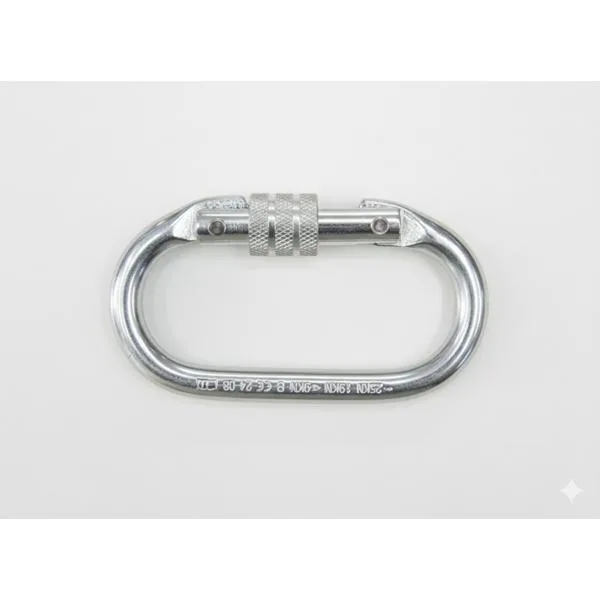 Mosquetão aço Oval - Trava de Rosca - 25kn - QFix
