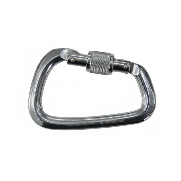 Mosquetão alumínio "D" Assimetrico - Trava Rosca - Ab. 25 - 25kn - Polido - QFix