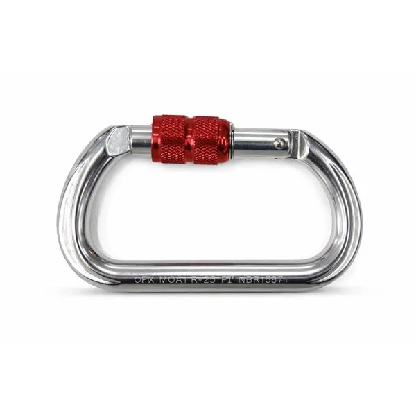 Mosquetão alumínio Oval - Trava Rosca - 23kn - Polido - QFix