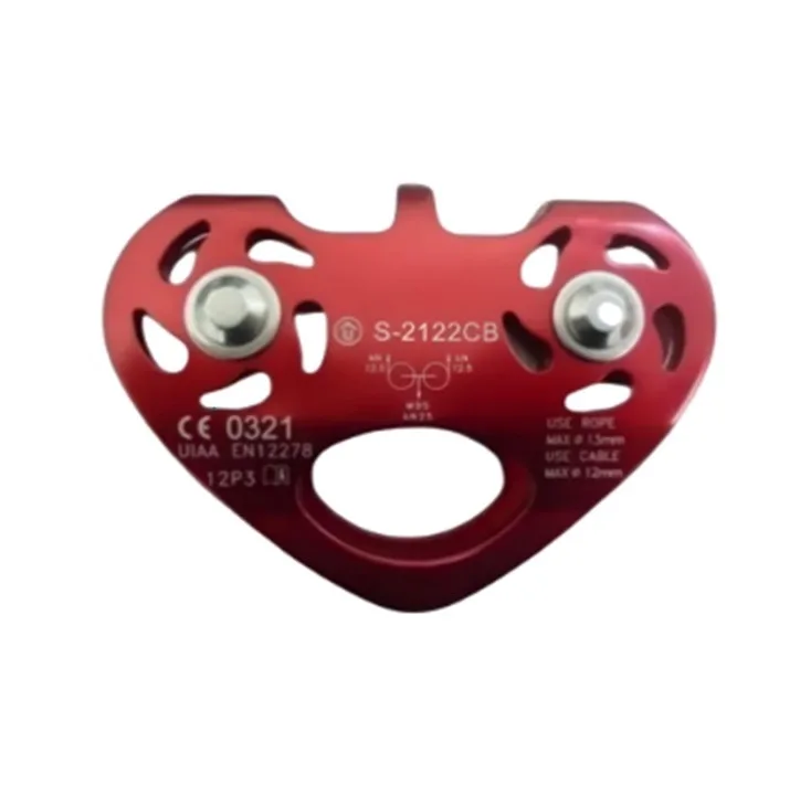 Polia em Linha alumínio - para Tirolesa - 25kn - Rolamento - Cabo aço Até 12 mm - Vermelho - QFix